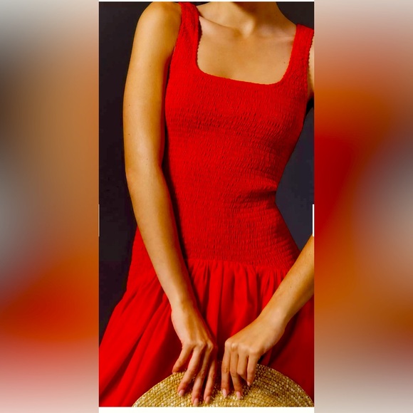 Hutch Sleeveless Smocked Drop-Waist Midi Dress - Picture 2 of 11